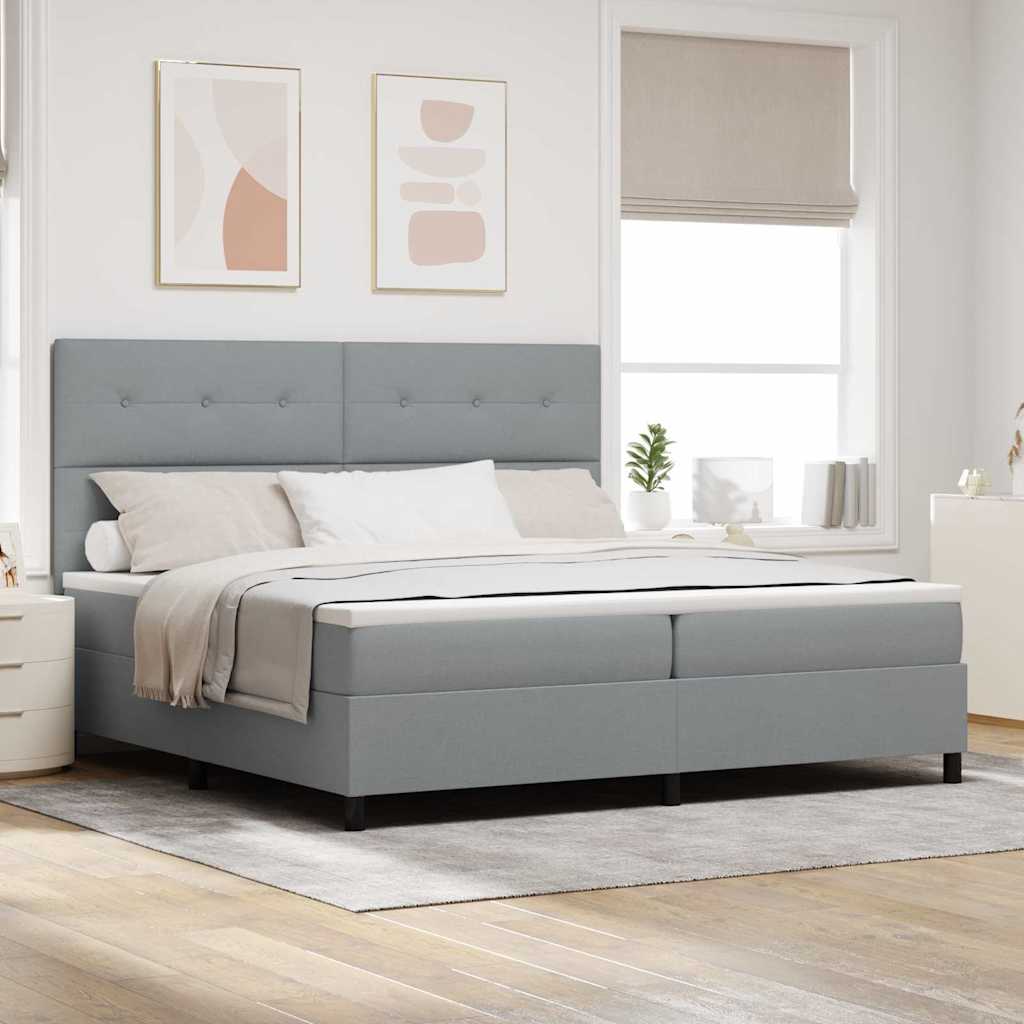 Boxspringbett mit Matratze Hellgrau 200 x 200 cm Stoff