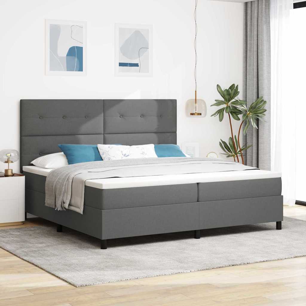 Boxspringbett mit Matratze Dunkelgrau 200 x 200 cm Stoff