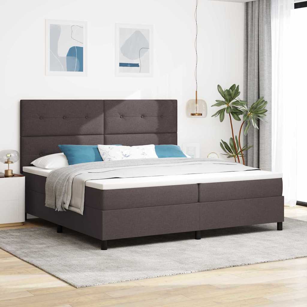 Boxspringbett mit Matratze Dunkelbraun 200 x 200 cm Stoff
