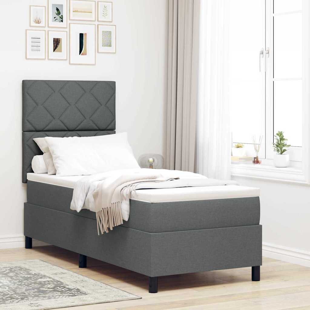 Boxspringbett mit Matratze Dunkelgrau 80 x 200 cm Stoff