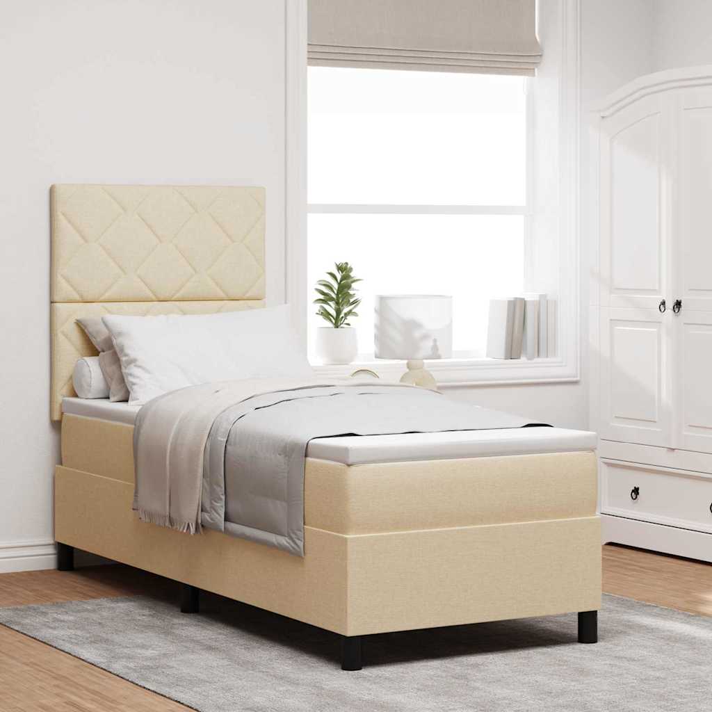 Boxspringbett mit Matratze mit Kopfteil Creme 80 x 200 cm Stoff