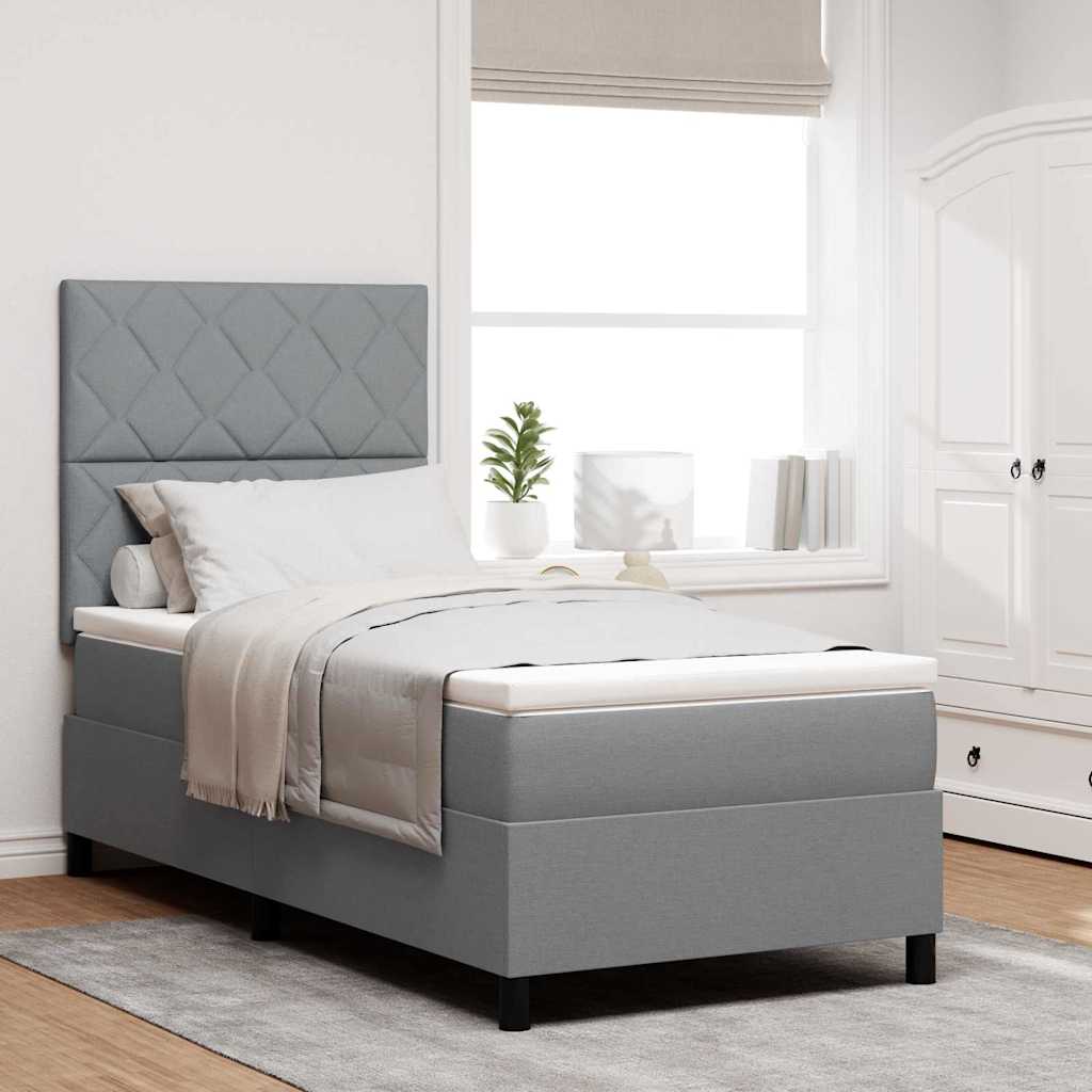 Boxspringbett mit Matratze Hellgrau 90 x 190 cm Stoff