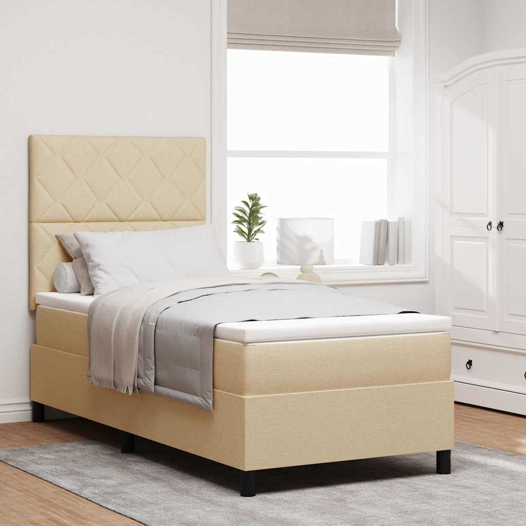 Boxspringbett mit Matratze Creme 100 x 200 cm Stoff
