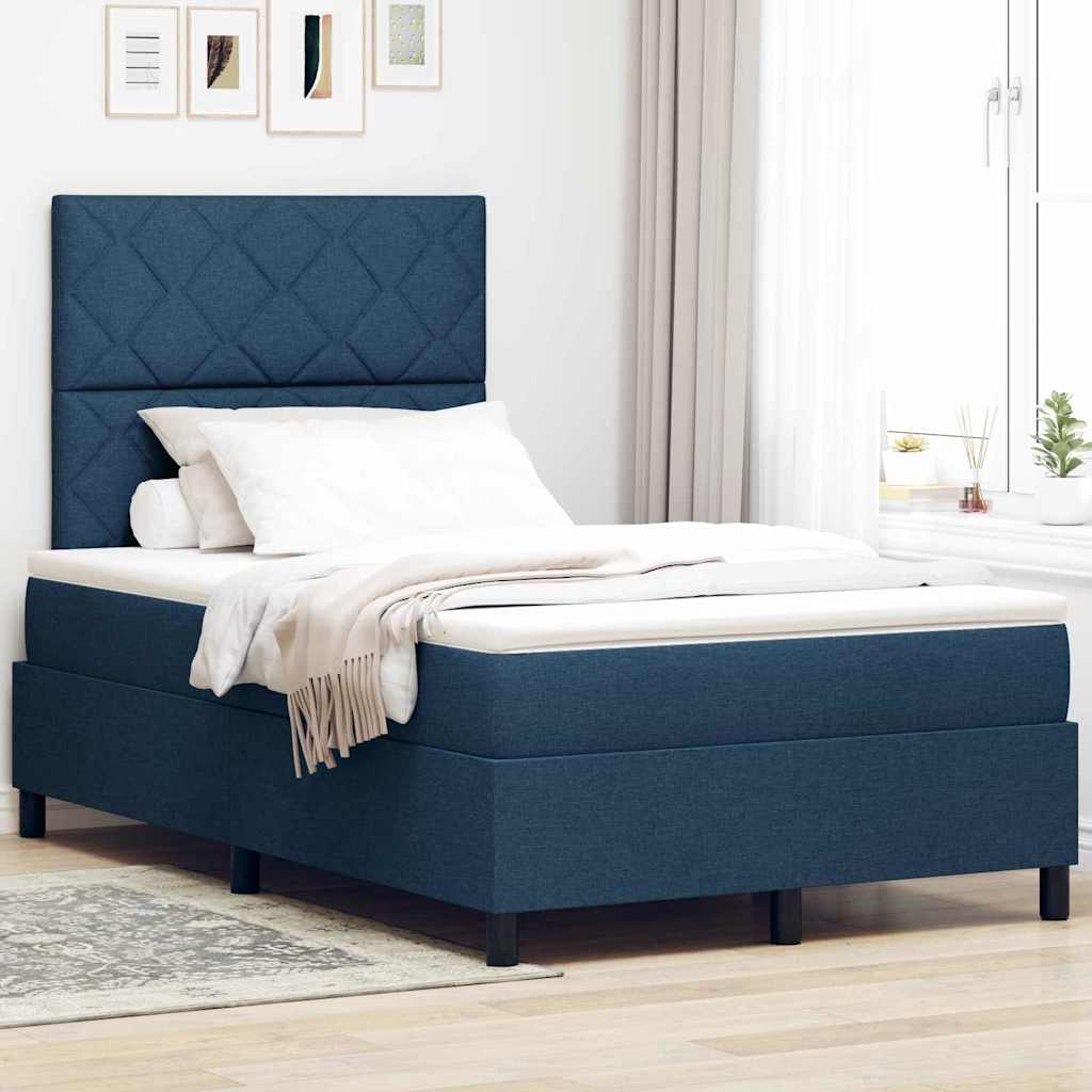 Boxspringbett mit Matratze mit Kopfteil Blau 120 x 190 cm Stoff