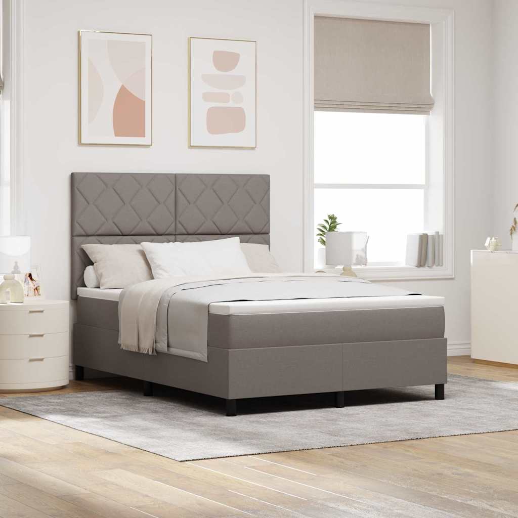 Boxspringbett mit Matratze Taupe 140 x 190 cm Stoff
