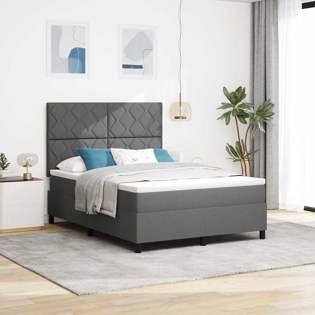 Boxspringbett mit Matratze Dunkelgrau 140 x 200 cm Stoff