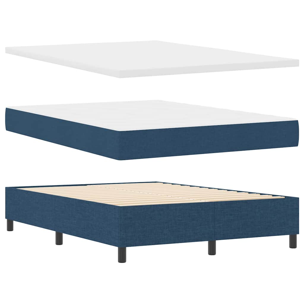 Boxspringbett mit Matratze mit Kopfteil Blau 140 x 200 cm Stoff
