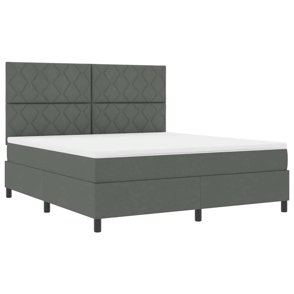 Boxspringbett mit Matratze Dunkelgrau 180 x 200 cm Stoff