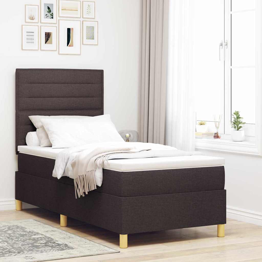 Boxspringbett mit Matratze Dunkelbraun 80 x 200 cm Stoff