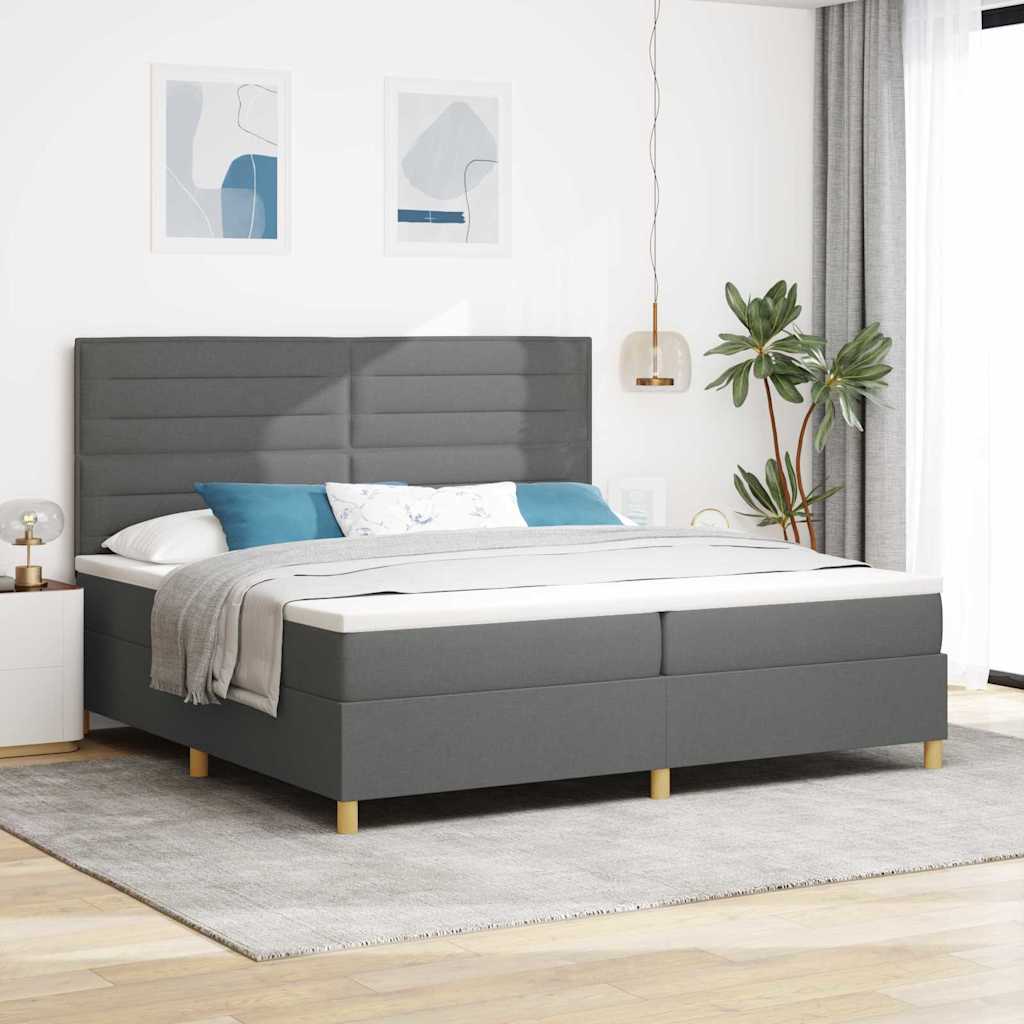 Boxspringbett mit Matratze Dunkelgrau 200 x 200 cm Stoff