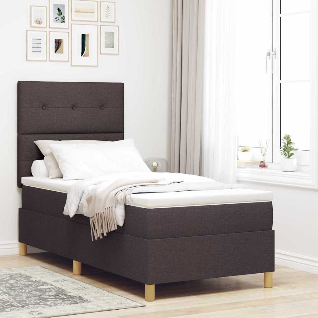 Boxspringbett mit Matratze Dunkelbraun 100 x 200 cm Stoff