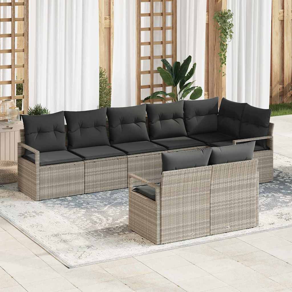 Garten-Sofa-Set mit Kissen mit Speicher 8 pcs Hellgrau