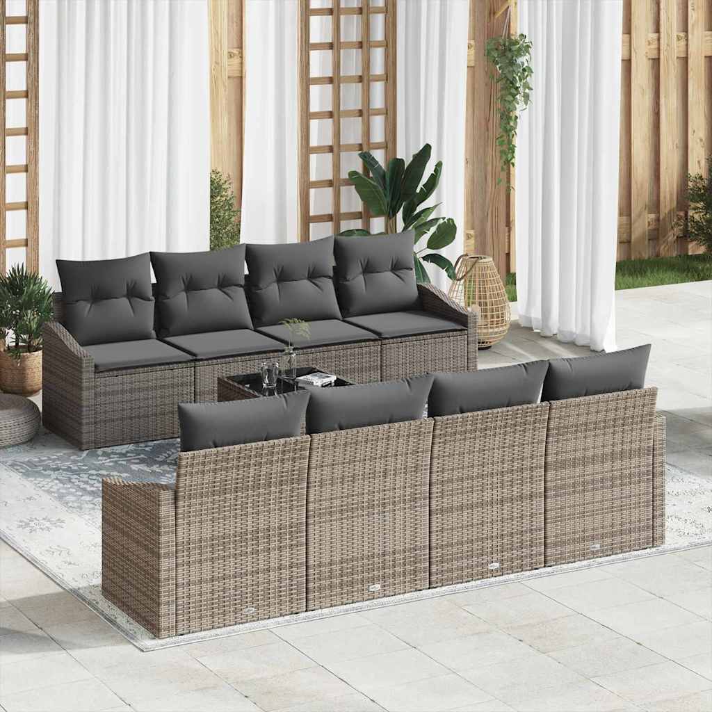 Garten-Sofa-Set mit Kissen Manuell 7 pcs Grau 55 x 55 x 37 cm