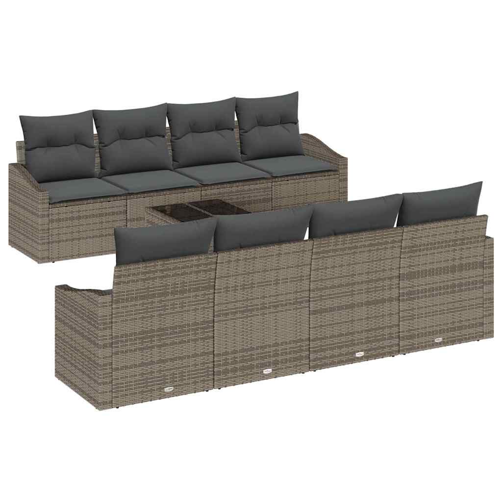 Garten-Sofa-Set mit Kissen Manuell 7 pcs Grau 55 x 55 x 37 cm