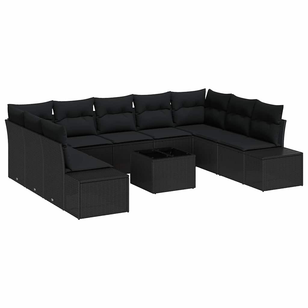 Garten-Sofa-Set 10 pcs Schwarz 289 x 209 x 85 cm Poly Rattan