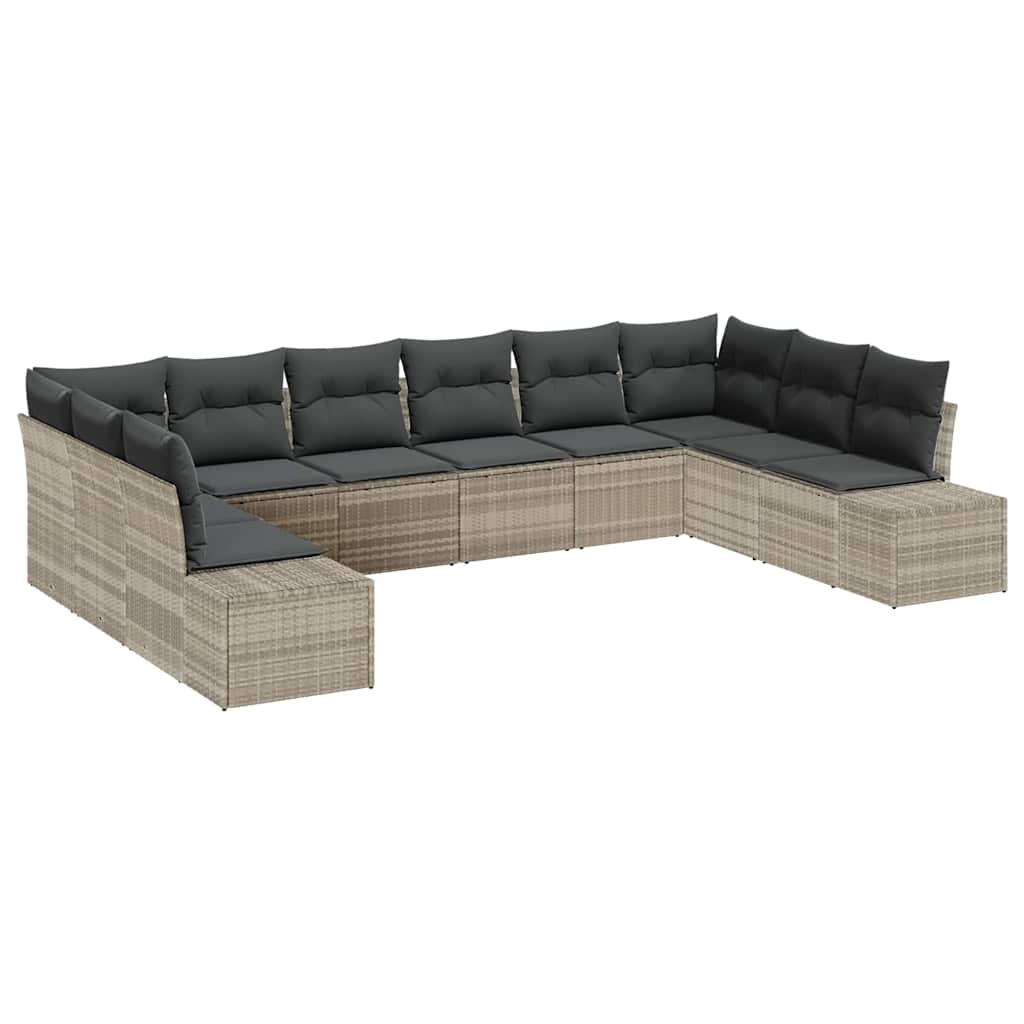 Garten-Sofa-Set 10 pcs Hellgrau 344 x 209 x 85 cm Poly Rattan