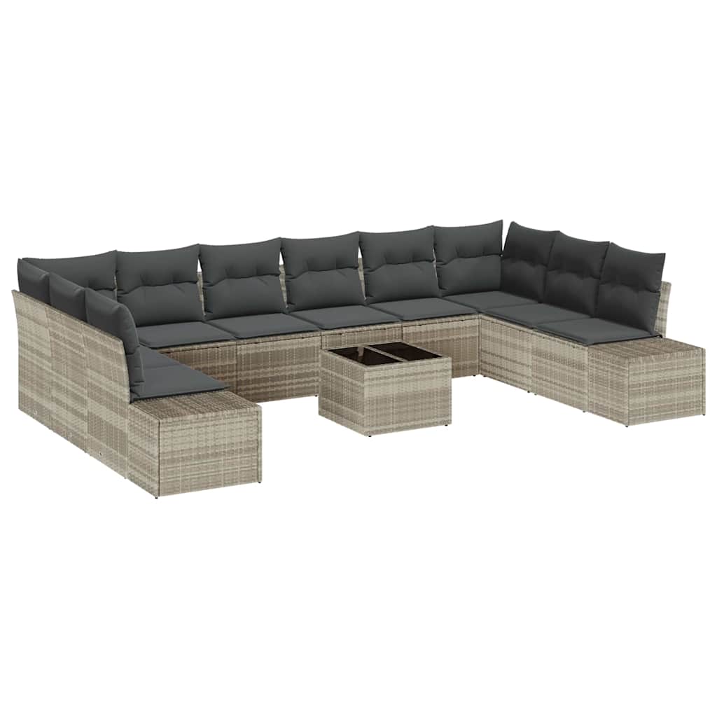 Garten-Sofa-Set 11 pcs Hellgrau 344 x 209 x 85 cm Poly Rattan