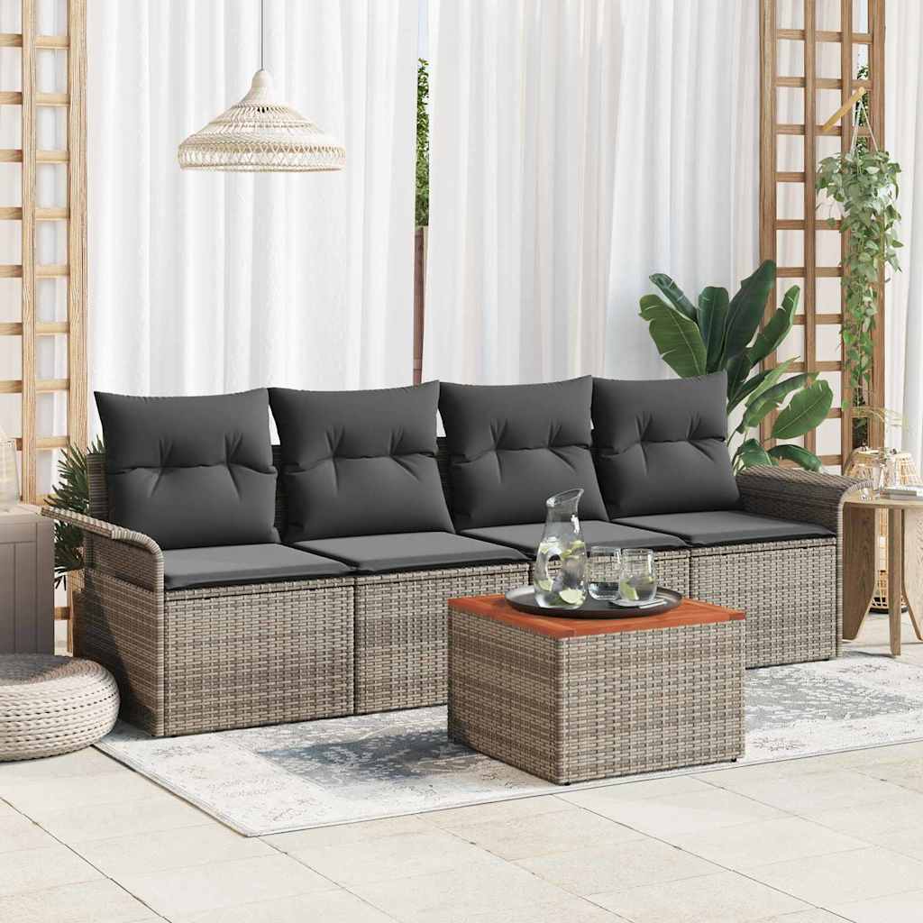 Garten-Sofa-Set mit Kissen Manuell 5 pcs Grau 55 x 55 x 37 cm