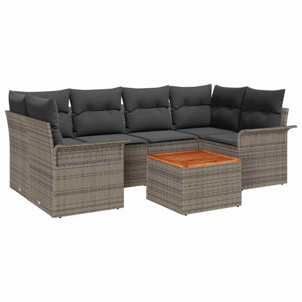 Garten-Sofa-Set mit Kissen Manuell 7 pcs Grau 55 x 55 x 37 cm