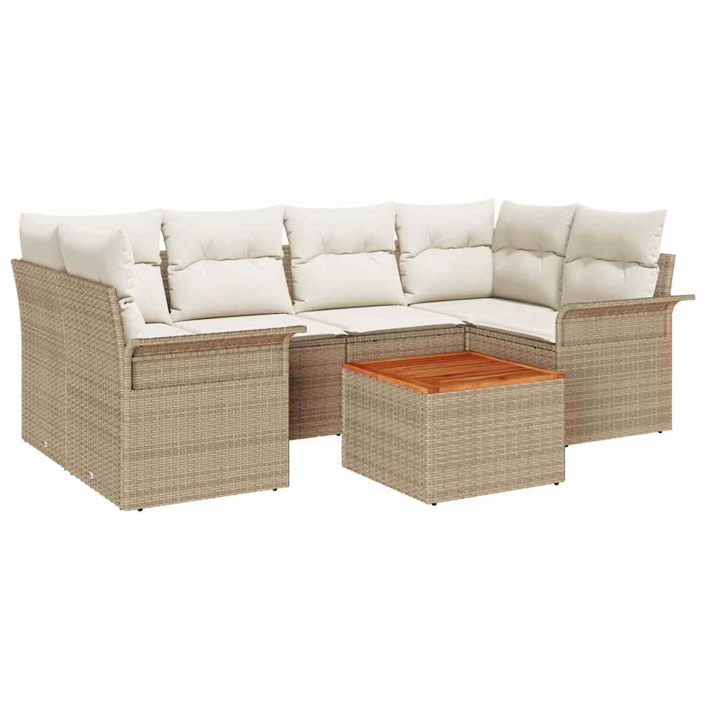 Garten-Sofa-Set mit Kissen 7 pcs Beige, Creme 55 x 55 x 37 cm