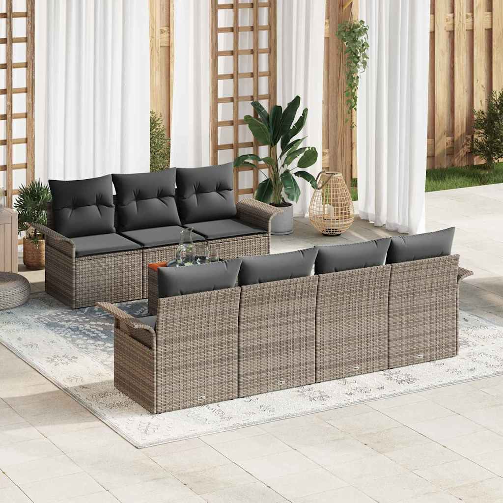 Garten-Sofa-Set mit Kissen Manuell 8 pcs Grau 55 x 55 x 37 cm