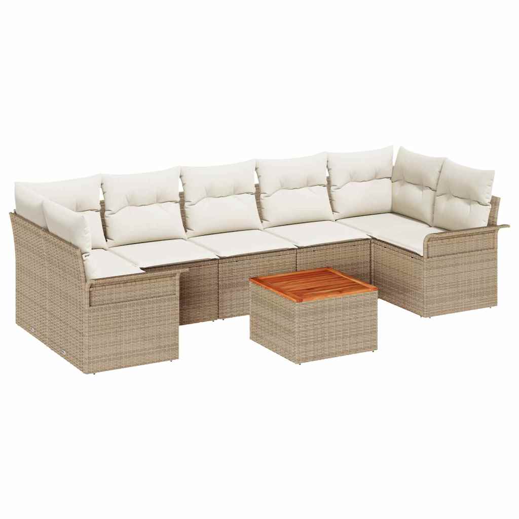 Garten-Sofa-Set mit Kissen 8 pcs Beige, Creme 55 x 55 x 37 cm