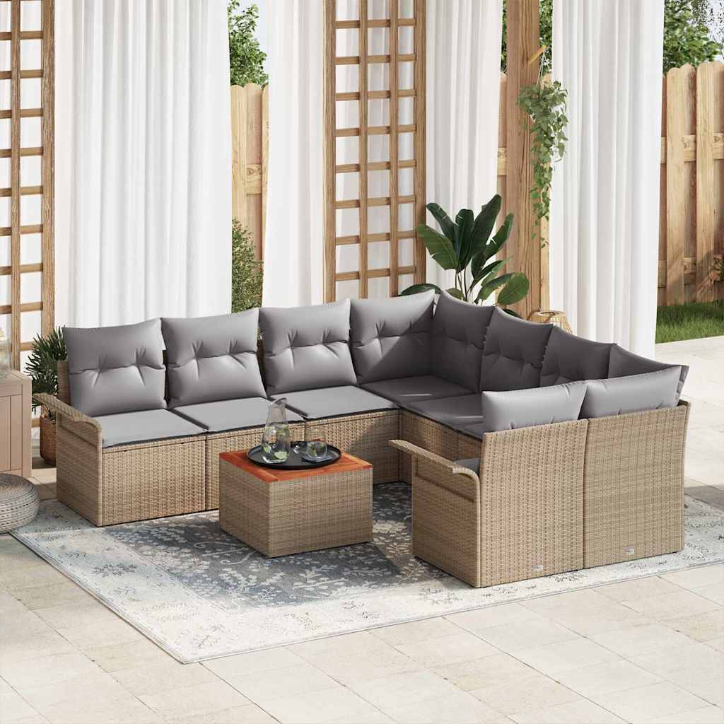 Garten-Sofa-Set Manuell 9 pcs Beige, Hellgrau 55 x 55 x 37 cm