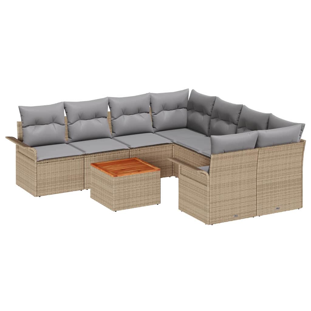 Garten-Sofa-Set Manuell 9 pcs Beige, Hellgrau 55 x 55 x 37 cm