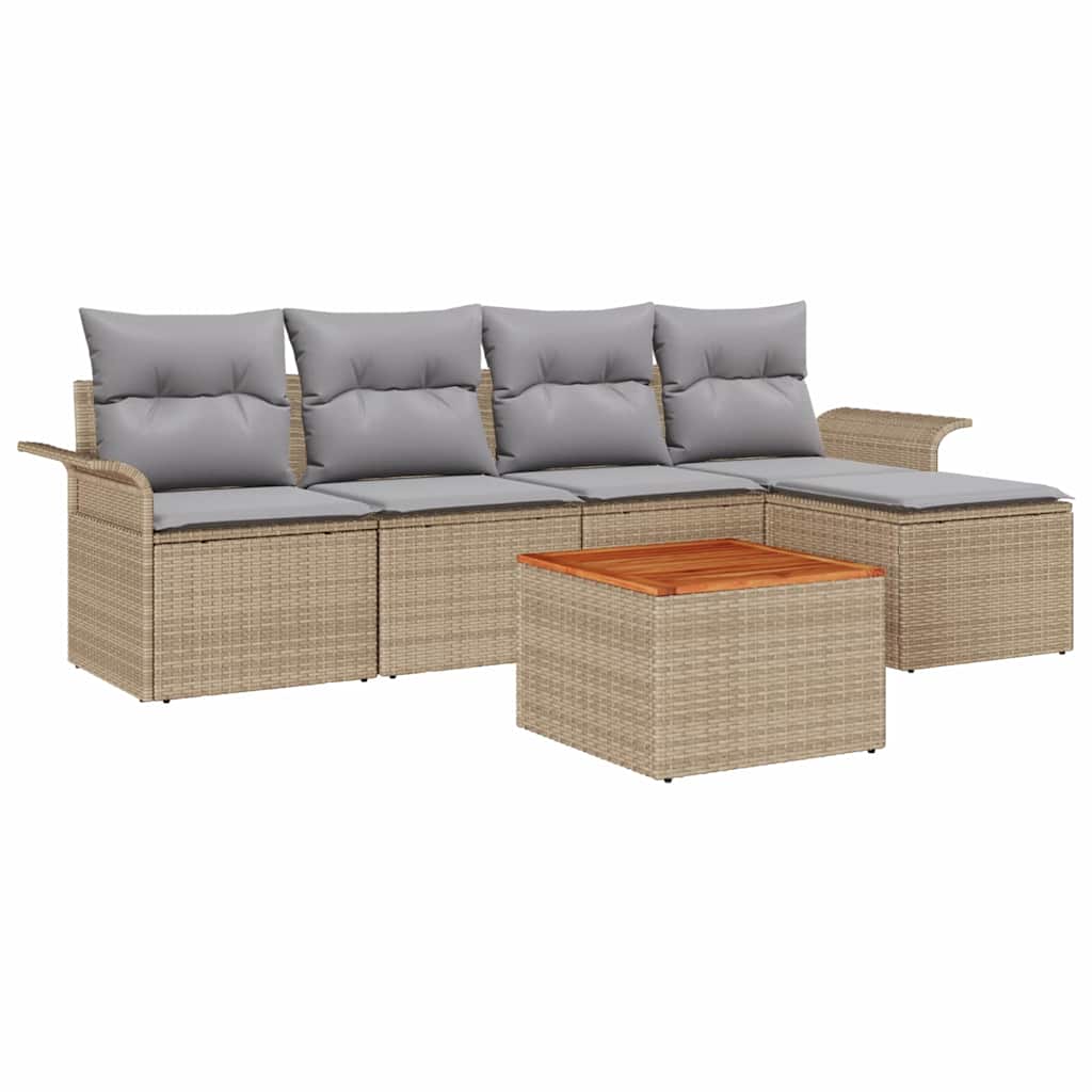Garten-Sofa-Set mit Kissen mit Speicher 6 pcs Beige, Hellgrau