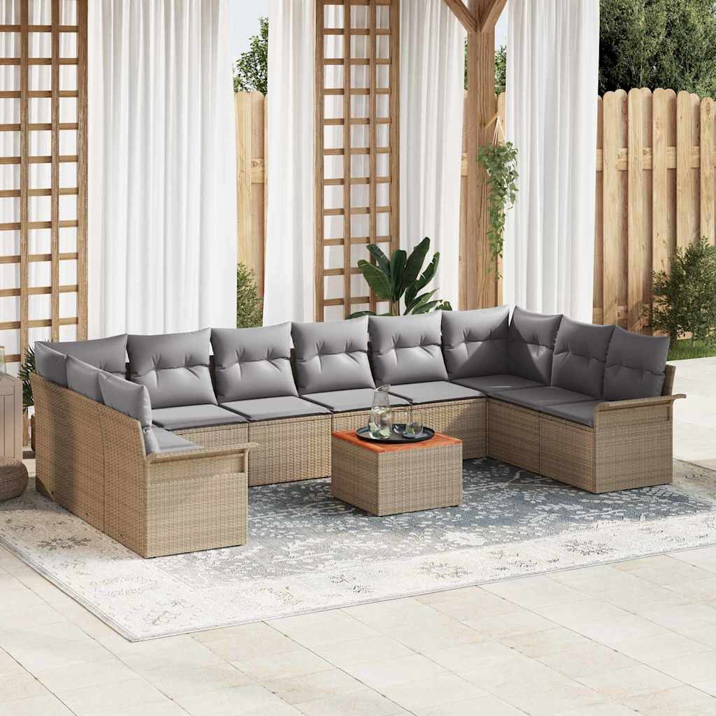 Garten-Sofa-Set Manuell 11 pcs Beige, Hellgrau 55 x 55 x 37 cm