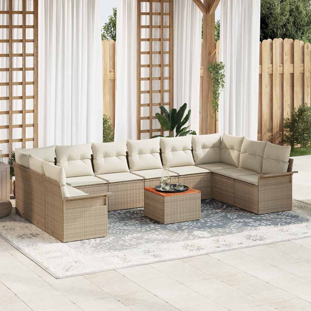 Garten-Sofa-Set mit Kissen 11 pcs Beige, Creme 55 x 55 x 37 cm