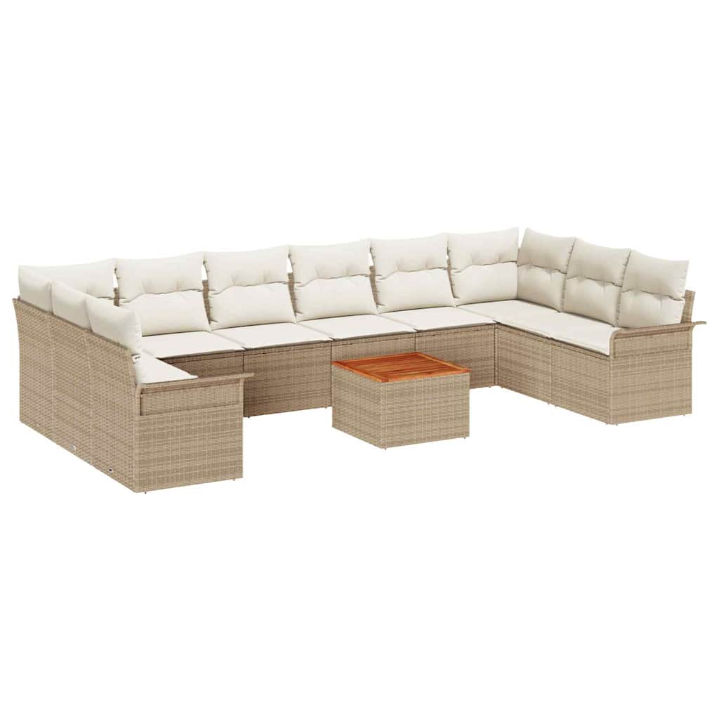 Garten-Sofa-Set mit Kissen 11 pcs Beige, Creme 55 x 55 x 37 cm