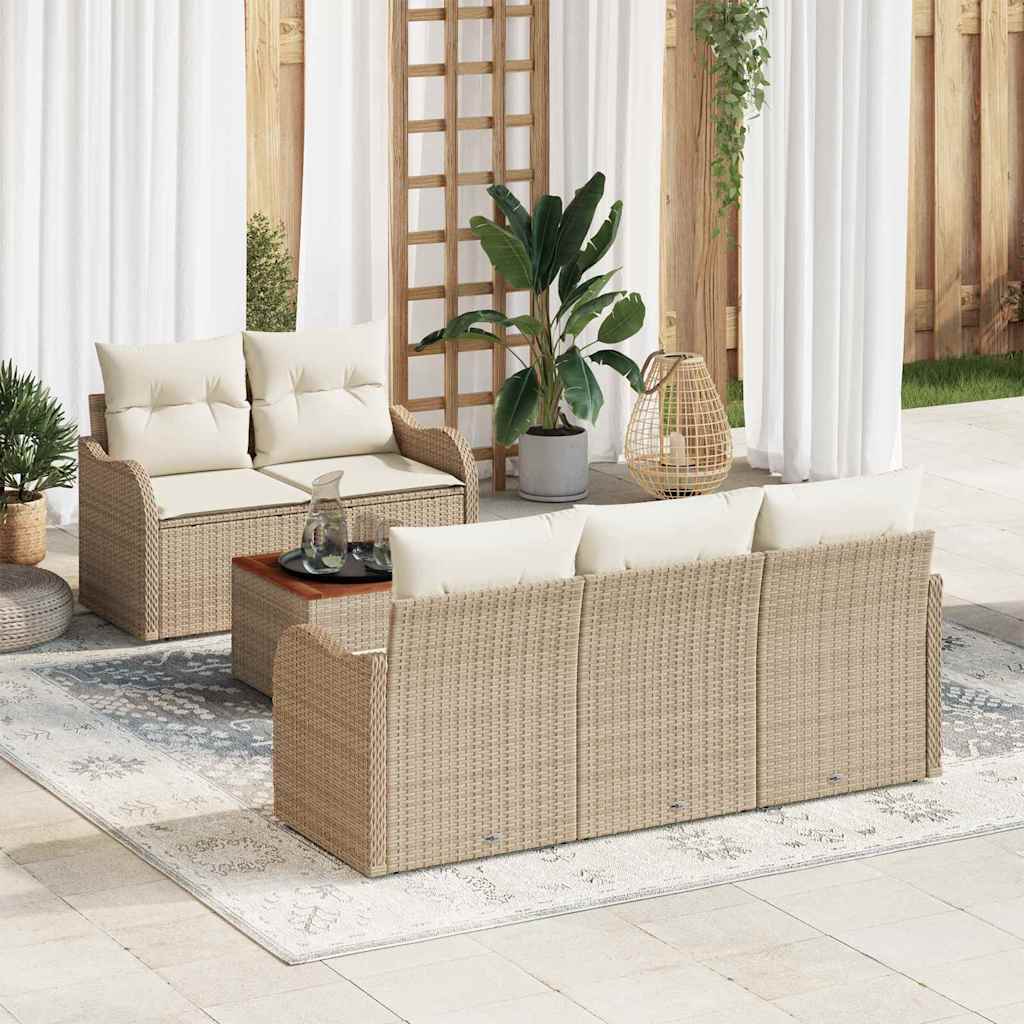 Garten-Sofa-Set mit Kissen 6 pcs Beige, Creme 55 x 55 x 37 cm