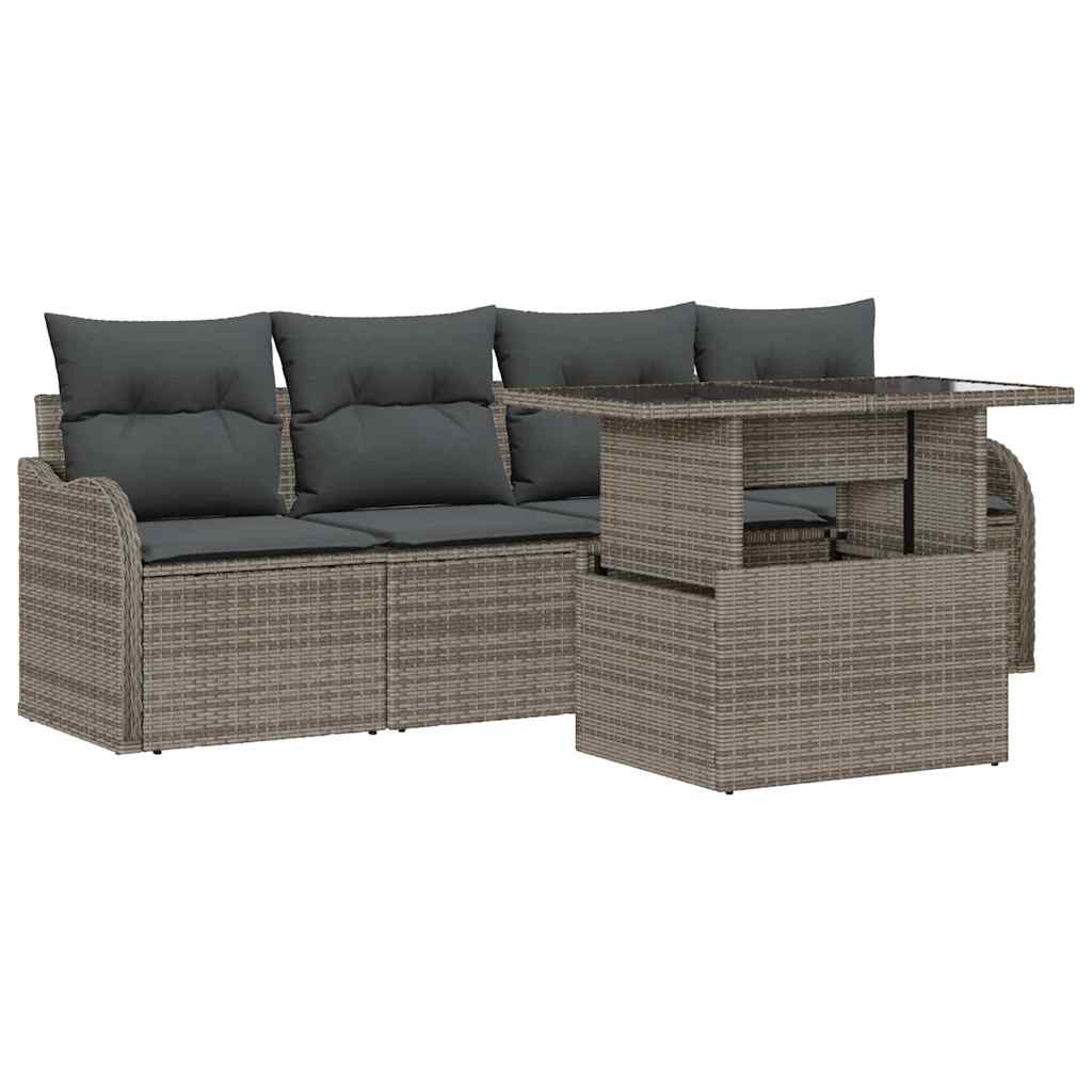 Garten-Sofa-Set Manuell 5 pcs Grau 100 x 55 x 73 cm Poly Rattan