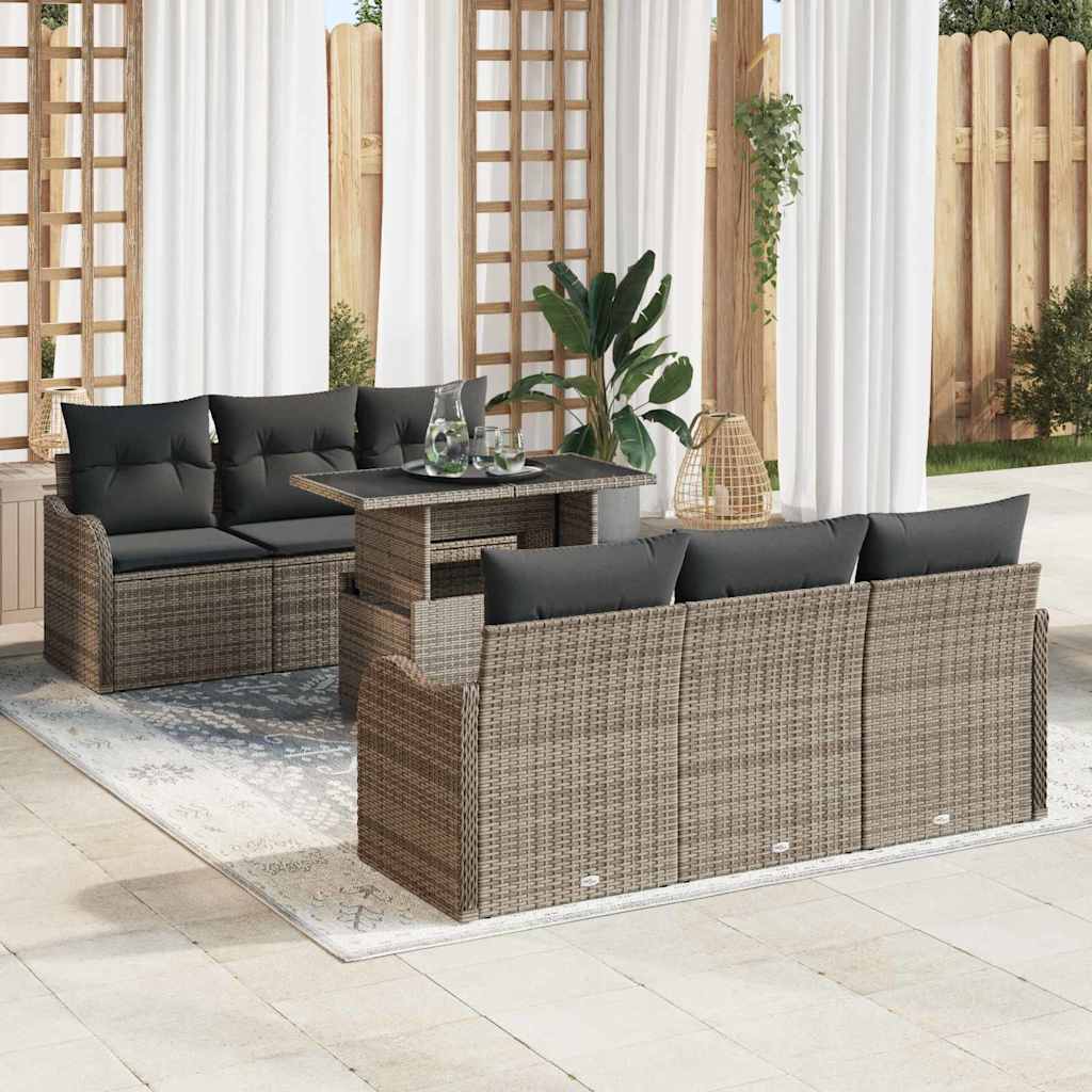 Garten-Sofa-Set Manuell 7 pcs Grau 100 x 55 x 73 cm Poly Rattan