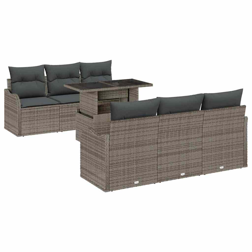 Garten-Sofa-Set Manuell 7 pcs Grau 100 x 55 x 73 cm Poly Rattan