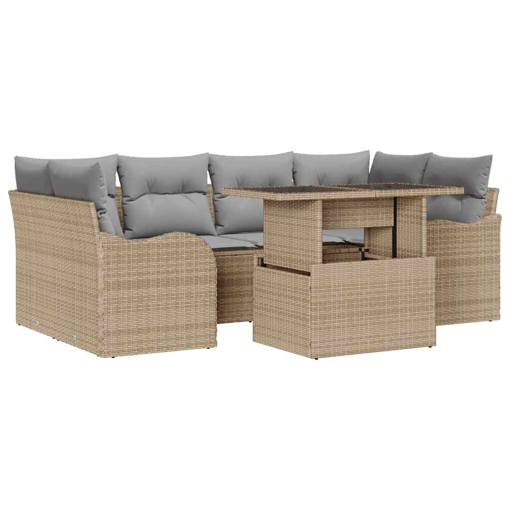 Garten-Sofa-Set 7 pcs Beige 100 x 55 x 73 cm Poly Rattan