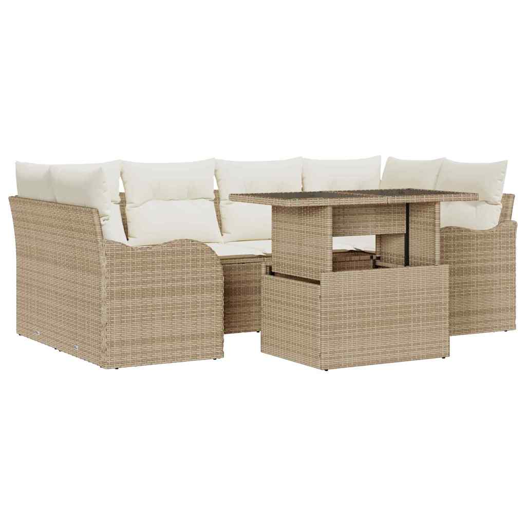Garten-Sofa-Set 7 pcs Beige 100 x 55 x 73 cm Poly Rattan