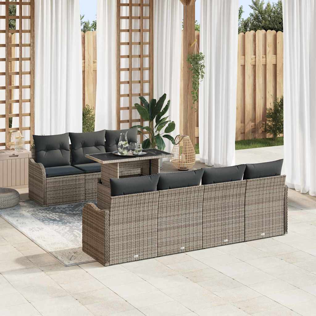 Garten-Sofa-Set Manuell 8 pcs Grau 100 x 55 x 73 cm Poly Rattan