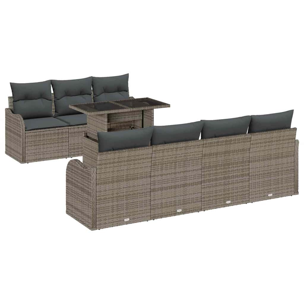 Garten-Sofa-Set Manuell 8 pcs Grau 100 x 55 x 73 cm Poly Rattan