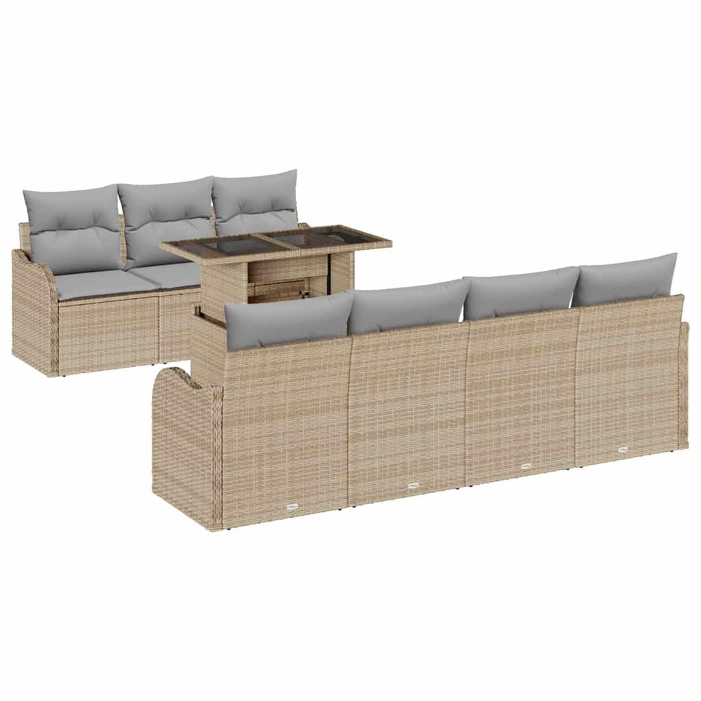 Garten-Sofa-Set 8 pcs Beige 100 x 55 x 73 cm Poly Rattan