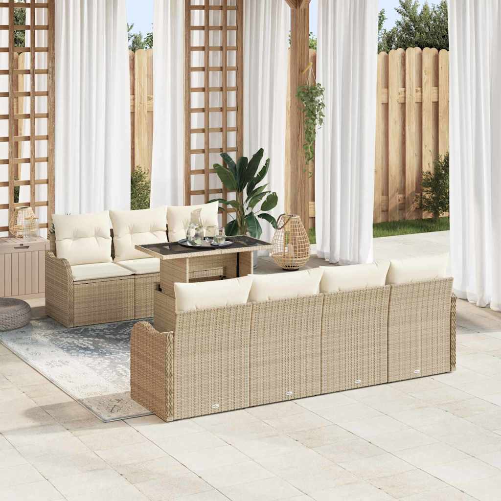 Garten-Sofa-Set 8 pcs Beige 100 x 55 x 73 cm Poly Rattan