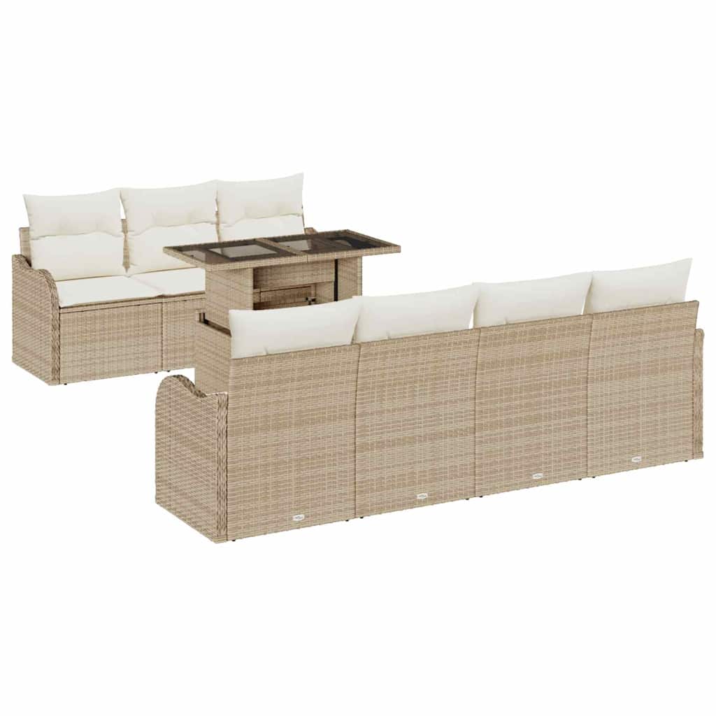 Garten-Sofa-Set 8 pcs Beige 100 x 55 x 73 cm Poly Rattan