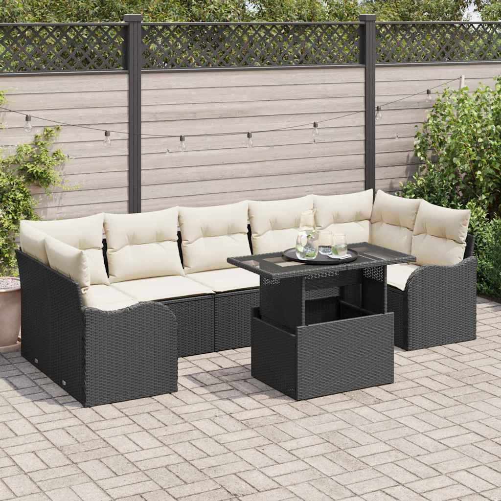 Garten-Sofa-Set 8 pcs Schwarz 100 x 55 x 73 cm Poly Rattan