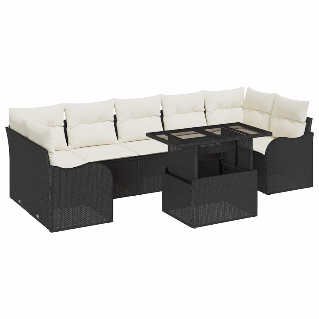Garten-Sofa-Set 8 pcs Schwarz 100 x 55 x 73 cm Poly Rattan