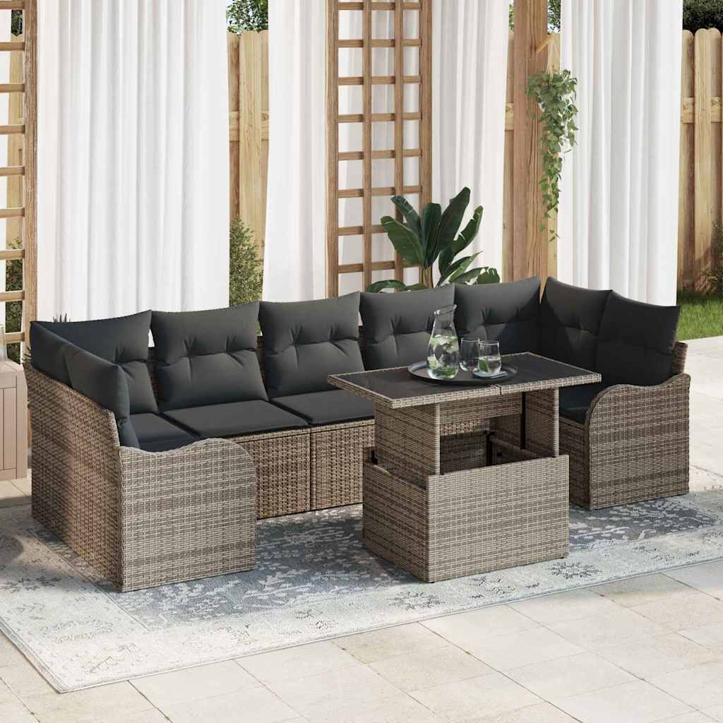 Garten-Sofa-Set Manuell 8 pcs Grau 100 x 55 x 73 cm Poly Rattan