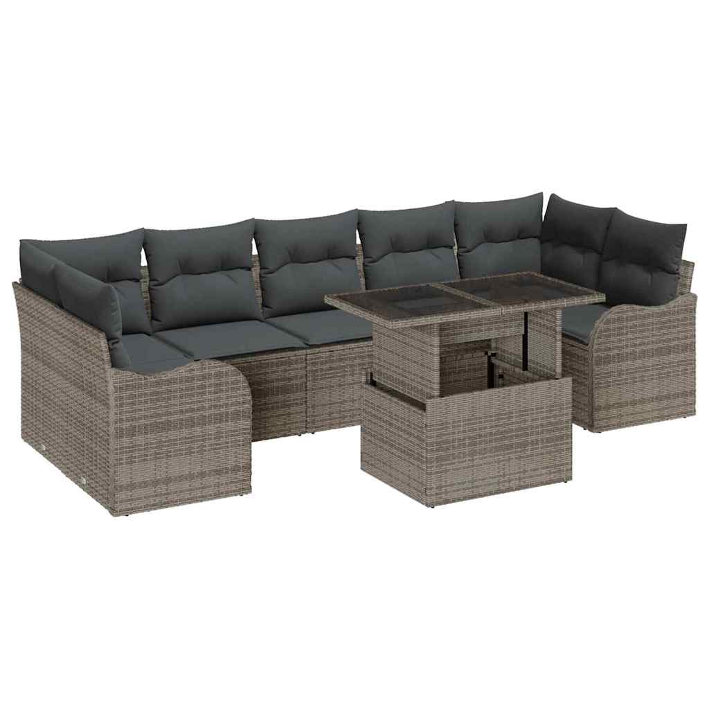 Garten-Sofa-Set Manuell 8 pcs Grau 100 x 55 x 73 cm Poly Rattan