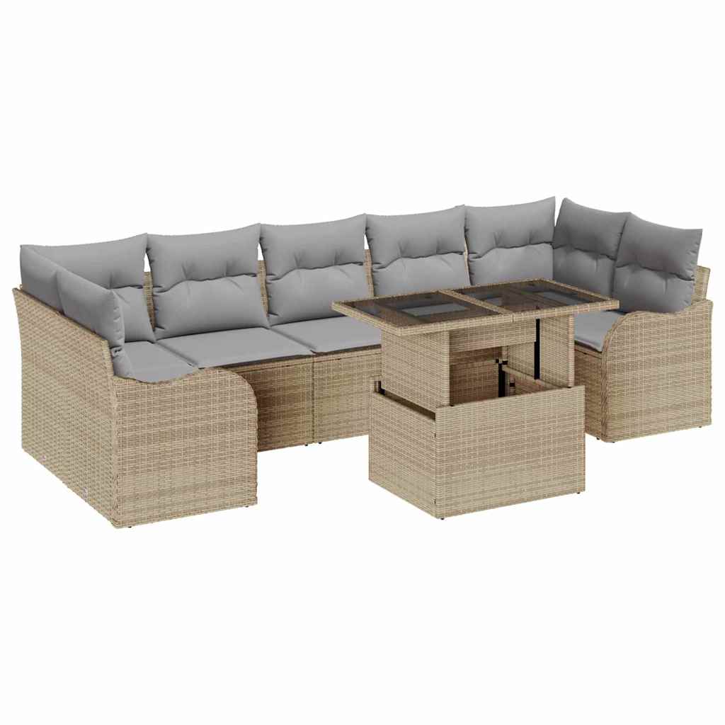 Garten-Sofa-Set 8 pcs Beige 100 x 55 x 73 cm Poly Rattan