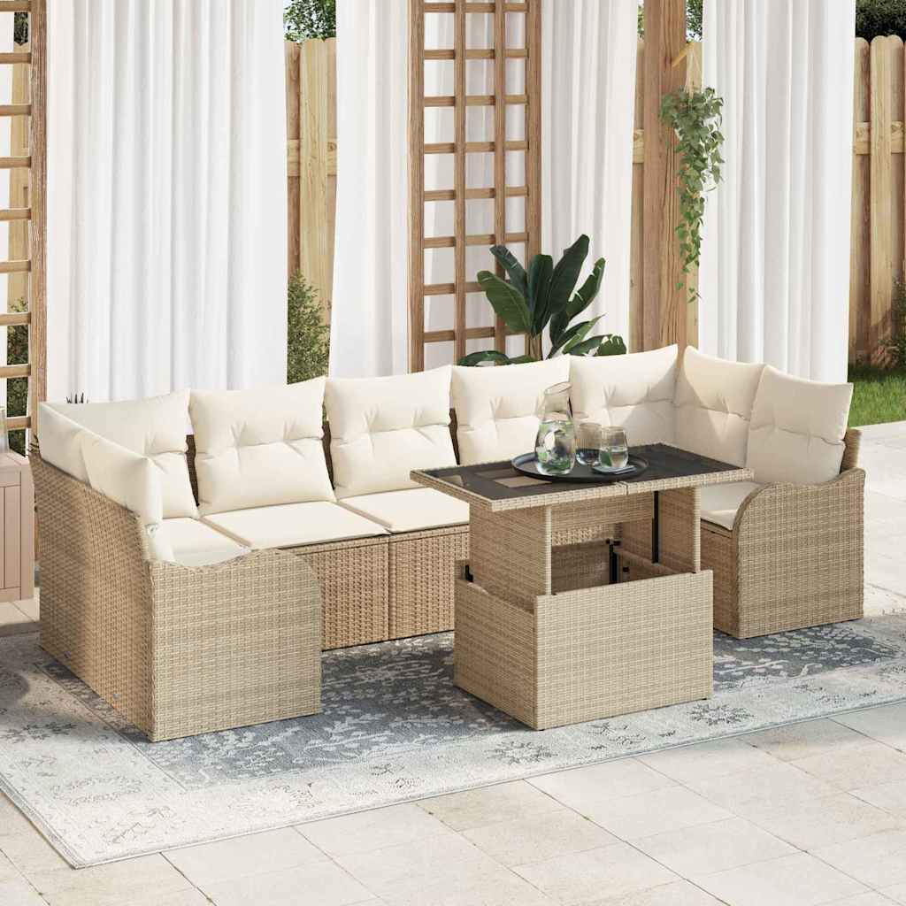 Garten-Sofa-Set 8 pcs Beige 100 x 55 x 73 cm Poly Rattan