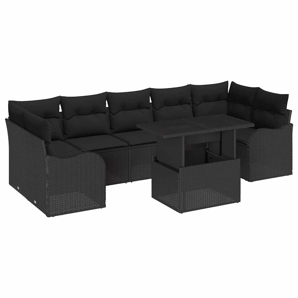 Garten-Sofa-Set 8 pcs Schwarz 100 x 55 x 73 cm Poly Rattan